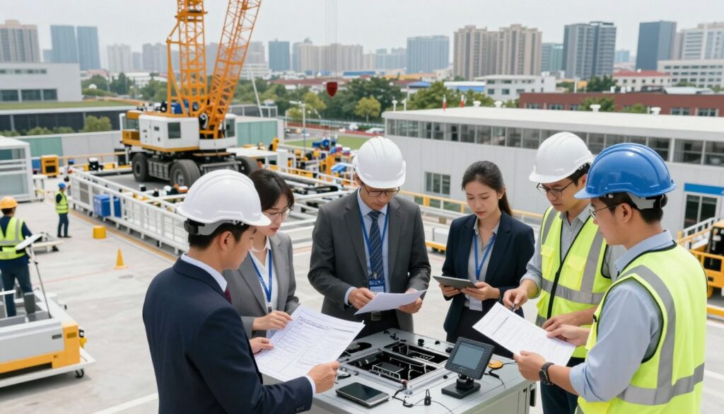 A detailed scene showcasing a professional project installation by Arago, emphasizing teamwork and precision. In the foreground, a diverse group of engineers and technicians in smart business attire collaborate on assembling high-tech equipment, using blueprints and digital devices. In the middle ground, a sleek, modern installation process is underway, with cranes and machinery, showcasing the scale of the project. The background features a panoramic view of a bustling city, symbolizing nationwide operations. The lighting is bright and natural, suggesting an active work environment, with soft shadows adding depth. The overall mood is focused and industrious, conveying a sense of innovation and professionalism in project management and installation. A detailed scene showcasing a professional project installation by Arago, emphasizing teamwork and precision. In the foreground, a diverse group of engineers and technicians in smart business attire collaborate on assembling high-tech equipment, using blueprints and digital devices. In the middle ground, a sleek, modern installation process is underway, with cranes and machinery, showcasing the scale of the project. The background features a panoramic view of a bustling city, symbolizing nationwide operations. The lighting is bright and natural, suggesting an active work environment, with soft shadows adding depth. The overall mood is focused and industrious, conveying a sense of innovation and professionalism in project management and installation.