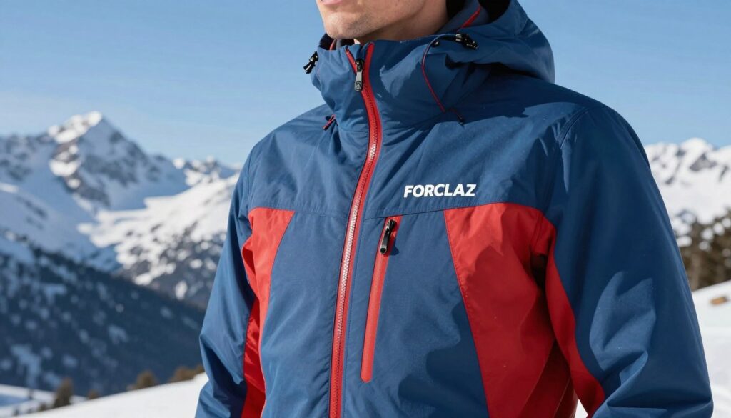 A close-up of the Forclaz MT100 down jacket, displayed prominently in the foreground, showcasing its warm, puffy texture and sleek design. The jacket is in a vibrant color, such as deep blue or bright red, emphasizing its outdoor functionality. In the middle ground, a mountain landscape serves as the background, with snow-capped peaks under a clear blue sky, capturing the adventurous spirit associated with outdoor activities. Soft, natural lighting highlights the jacket's features, casting gentle shadows that enhance its contours. The angle is slightly elevated to provide a comprehensive view, inviting the viewer to appreciate both the product and its intended environment. The mood is inspiring and adventurous, ideal for outdoor enthusiasts. A close-up of the Forclaz MT100 down jacket, displayed prominently in the foreground, showcasing its warm, puffy texture and sleek design. The jacket is in a vibrant color, such as deep blue or bright red, emphasizing its outdoor functionality. In the middle ground, a mountain landscape serves as the background, with snow-capped peaks under a clear blue sky, capturing the adventurous spirit associated with outdoor activities. Soft, natural lighting highlights the jacket's features, casting gentle shadows that enhance its contours. The angle is slightly elevated to provide a comprehensive view, inviting the viewer to appreciate both the product and its intended environment. The mood is inspiring and adventurous, ideal for outdoor enthusiasts.