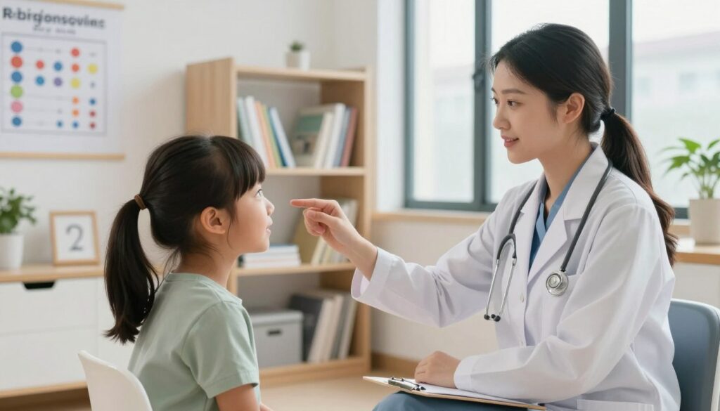A professional speech therapist in a modern office setting, surrounded by educational materials and charts related to speech development. In the foreground, the therapist, a young woman wearing smart, professional attire, is demonstrating speech exercises with a child who looks engaged and curious. The middle ground features shelves filled with books about linguistics and communication strategies. The background includes large windows with soft, natural light streaming in, creating a warm and inviting atmosphere. The scene captures the dedication and care involved in speech therapy, emphasizing the qualifications and training necessary for the profession. The overall mood should be encouraging and supportive, highlighting the importance of effective communication. A professional speech therapist in a modern office setting, surrounded by educational materials and charts related to speech development. In the foreground, the therapist, a young woman wearing smart, professional attire, is demonstrating speech exercises with a child who looks engaged and curious. The middle ground features shelves filled with books about linguistics and communication strategies. The background includes large windows with soft, natural light streaming in, creating a warm and inviting atmosphere. The scene captures the dedication and care involved in speech therapy, emphasizing the qualifications and training necessary for the profession. The overall mood should be encouraging and supportive, highlighting the importance of effective communication.