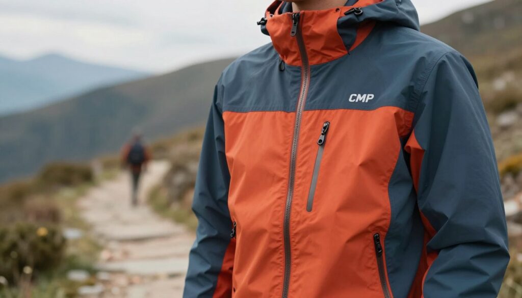 A stylish CMP jacket showcased prominently in the foreground, featuring a mix of vibrant colors ideal for outdoor activities. The fabric appears durable and weather-resistant, capturing the essence of performance wear. In the middle ground, a blurred view of an outdoor setting, possibly a mountain landscape or a rugged path, suggests adventurous conditions. Soft natural lighting enhances the textures of the jacket, creating a lively atmosphere. In the background, a hint of cloudy skies adds to the outdoor adventure theme. The image should focus solely on the jacket, illustrating its design and suitability for layering in various weather, while avoiding any text, watermarks, or human subjects. A stylish CMP jacket showcased prominently in the foreground, featuring a mix of vibrant colors ideal for outdoor activities. The fabric appears durable and weather-resistant, capturing the essence of performance wear. In the middle ground, a blurred view of an outdoor setting, possibly a mountain landscape or a rugged path, suggests adventurous conditions. Soft natural lighting enhances the textures of the jacket, creating a lively atmosphere. In the background, a hint of cloudy skies adds to the outdoor adventure theme. The image should focus solely on the jacket, illustrating its design and suitability for layering in various weather, while avoiding any text, watermarks, or human subjects.